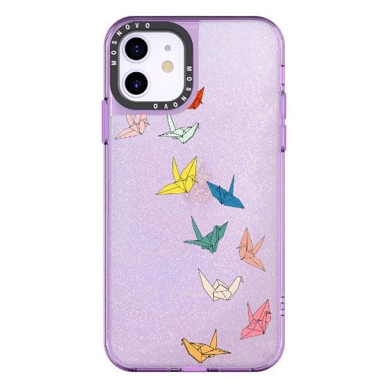 Paper Crane Glitter Phone Case - iPhone 11 Case - MOSNOVO