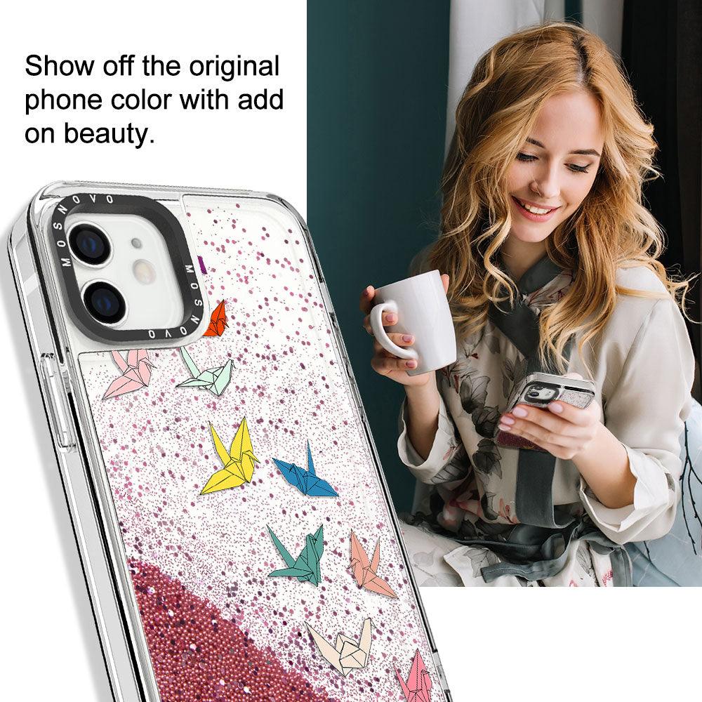 Paper Crane Glitter Phone Case - iPhone 12 Case - MOSNOVO