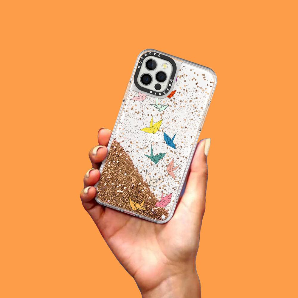 Paper Crane Glitter Phone Case - iPhone 12 Pro Case - MOSNOVO