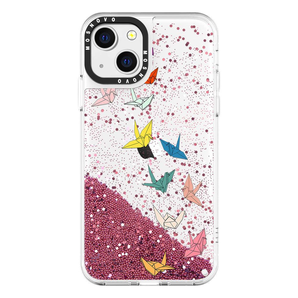 Paper Crane Glitter Phone Case - iPhone 13 Case - MOSNOVO