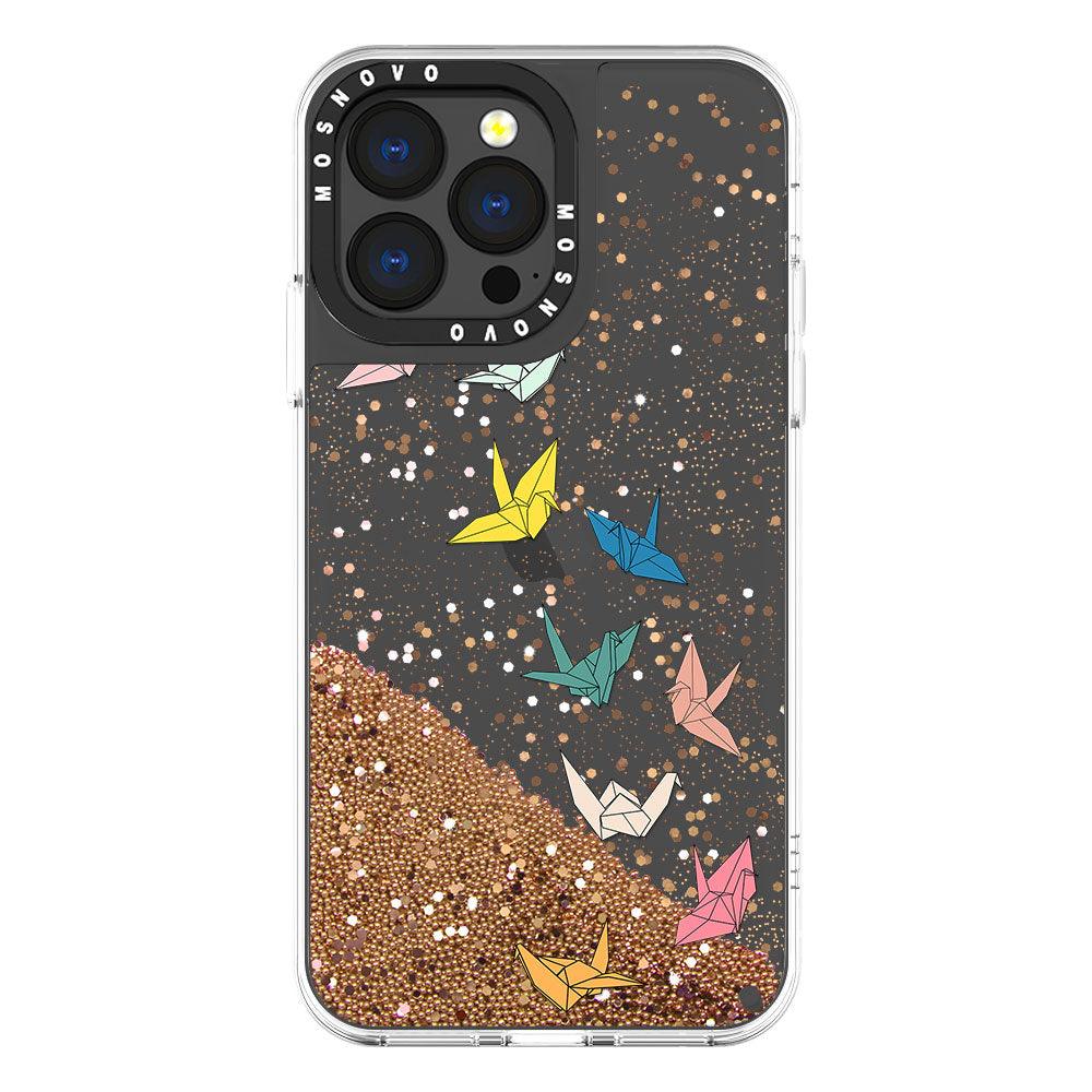 Paper Crane Glitter Phone Case - iPhone 13 Pro Case - MOSNOVO