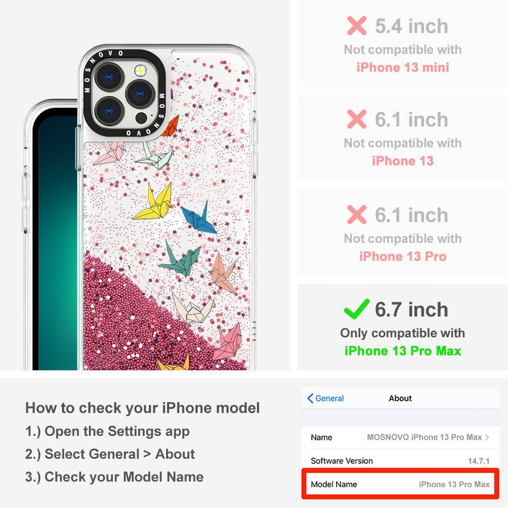 Paper Crane Glitter Phone Case - iPhone 13 Pro Max Case - MOSNOVO