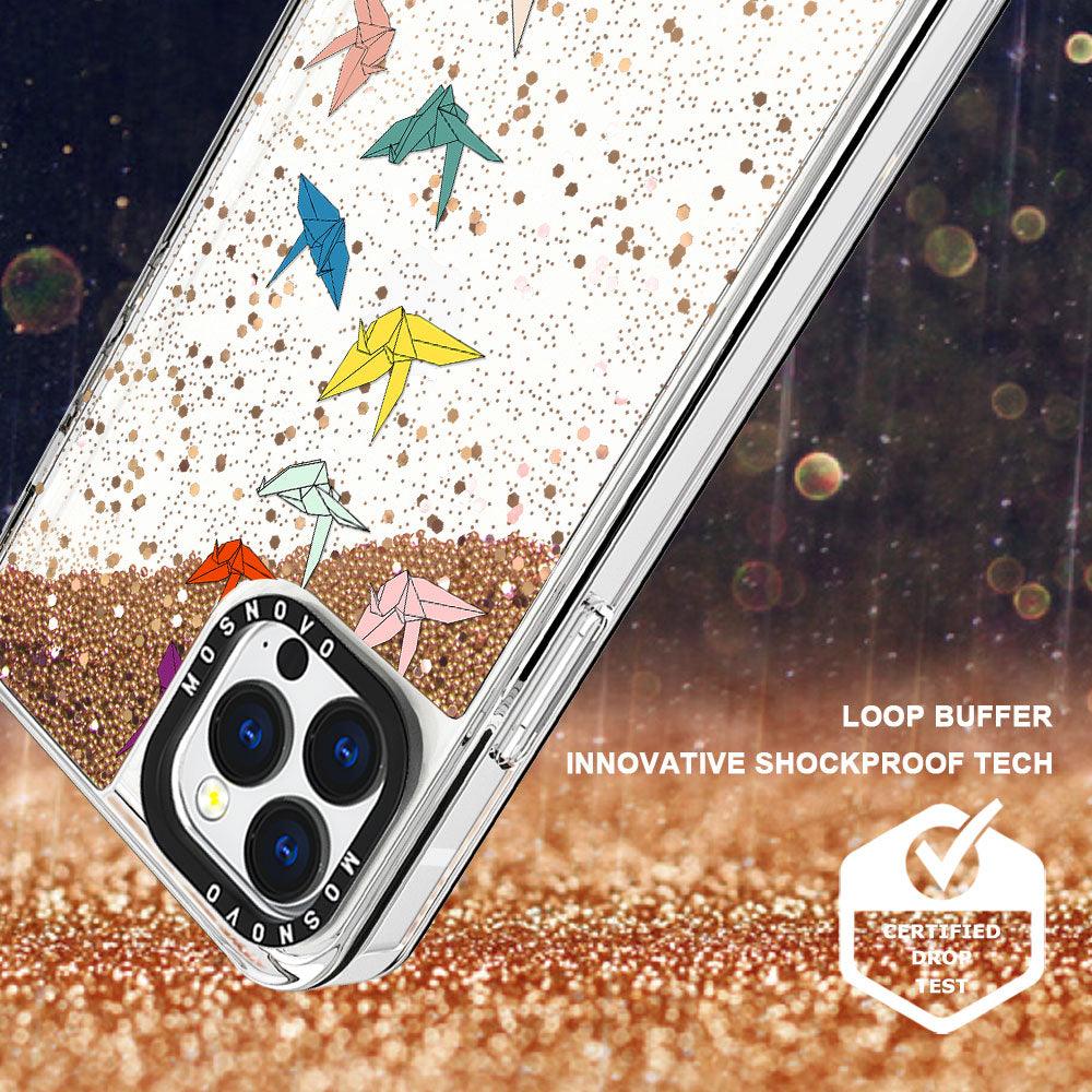 Paper Crane Glitter Phone Case - iPhone 13 Pro Max Case - MOSNOVO