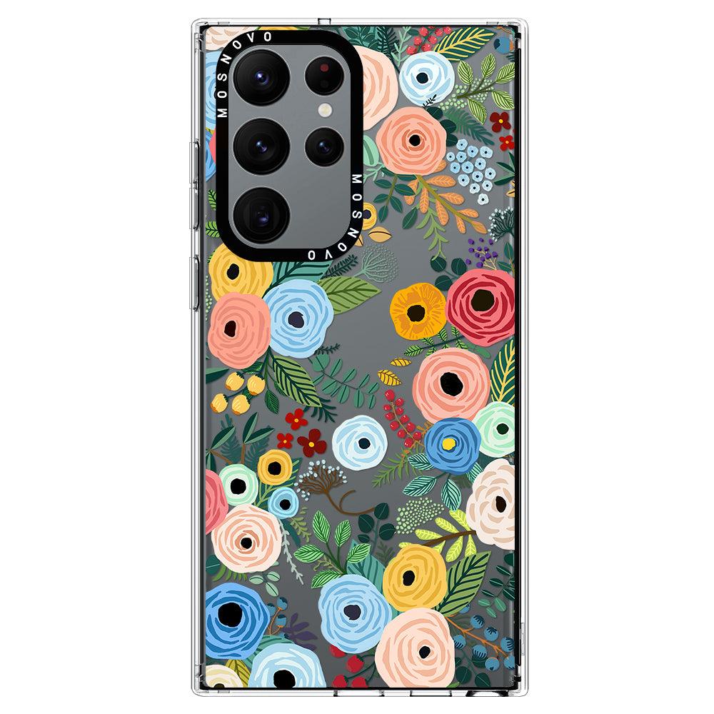 Pastel Floral Garden Phone Case - Samsung Galaxy S22 Ultra Case - MOSNOVO