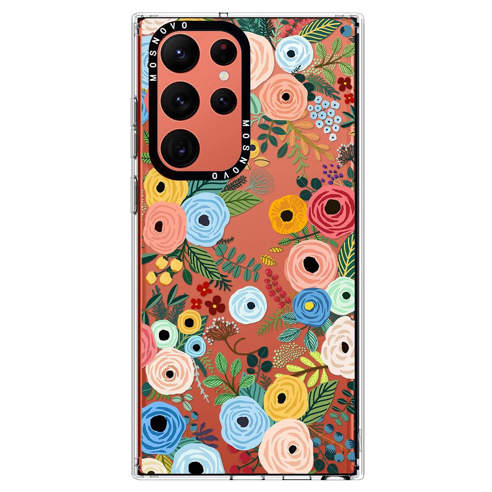Pastel Floral Garden Phone Case - Samsung Galaxy S22 Ultra Case - MOSNOVO