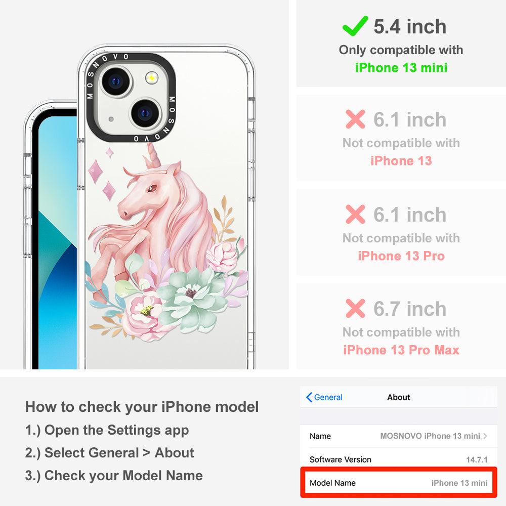 Elegant Flowers Unicorn Phone Case - iPhone 13 Mini Case - MOSNOVO