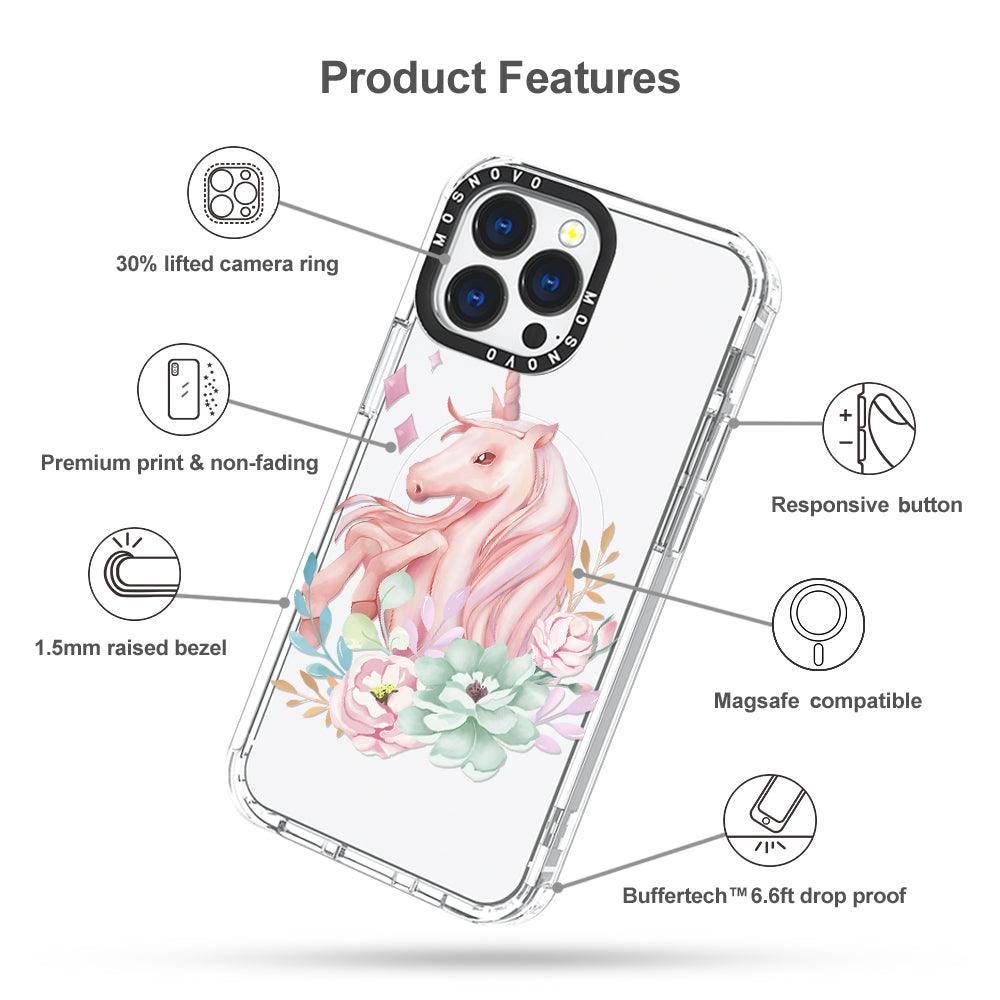 Elegant Flowers Unicorn Phone Case - iPhone 13 Pro Case - MOSNOVO