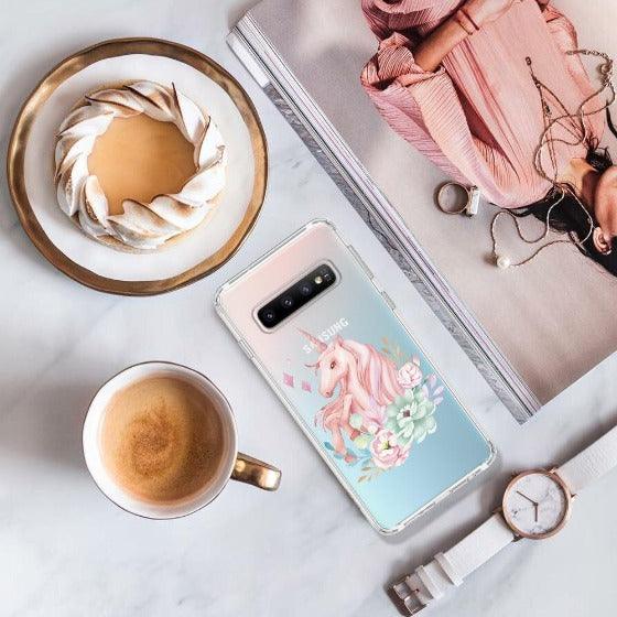 Elegant Flowers Unicorn Phone Case - Samsung Galaxy S10 Case - MOSNOVO