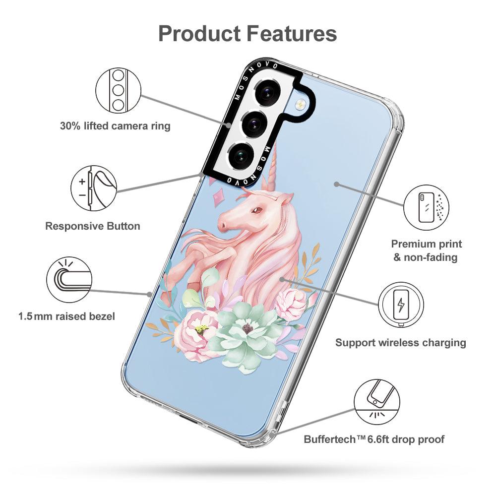 Pastel Flower Unicorn Phone Case - Samsung Galaxy S22 Case - MOSNOVO