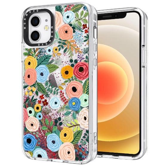 Pastel Perfection Flower Glitter Phone Case - iPhone 12 Mini Case - MOSNOVO