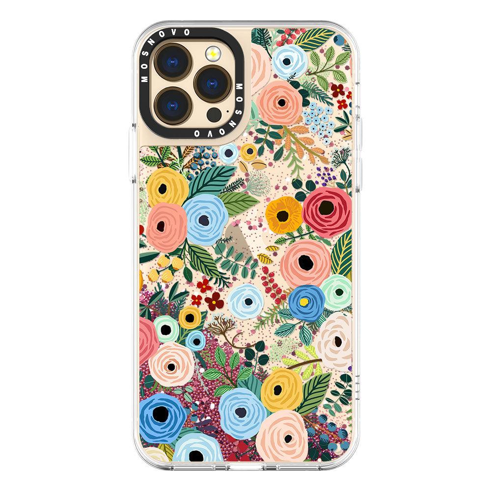 Pastel Perfection Flower Glitter Phone Case - iPhone 13 Pro Max Case - MOSNOVO