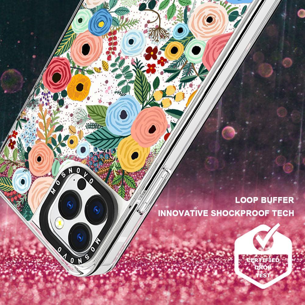 Pastel Perfection Flower Glitter Phone Case - iPhone 13 Pro Max Case - MOSNOVO