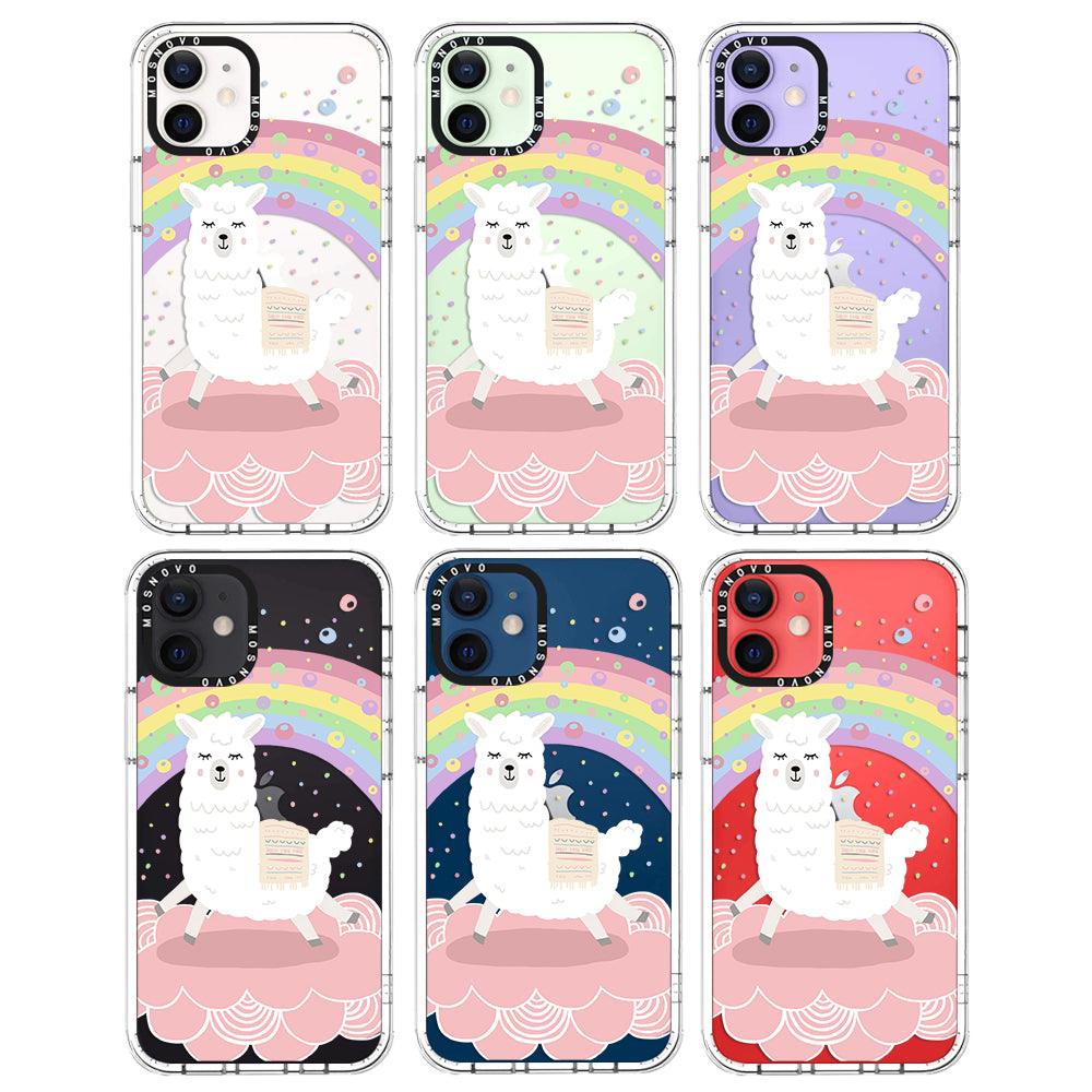 Pastel Rainbow Llama Phone Case - iPhone 12 Mini Case - MOSNOVO