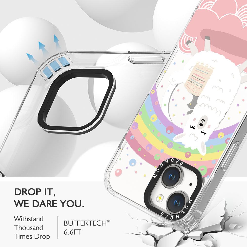 Rainbow Alpaca Phone Case - iPhone 14 Plus Case - MOSNOVO