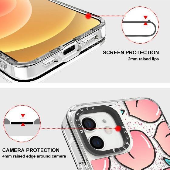 Peach Glitter Phone Case - iPhone 12 Mini Case - MOSNOVO