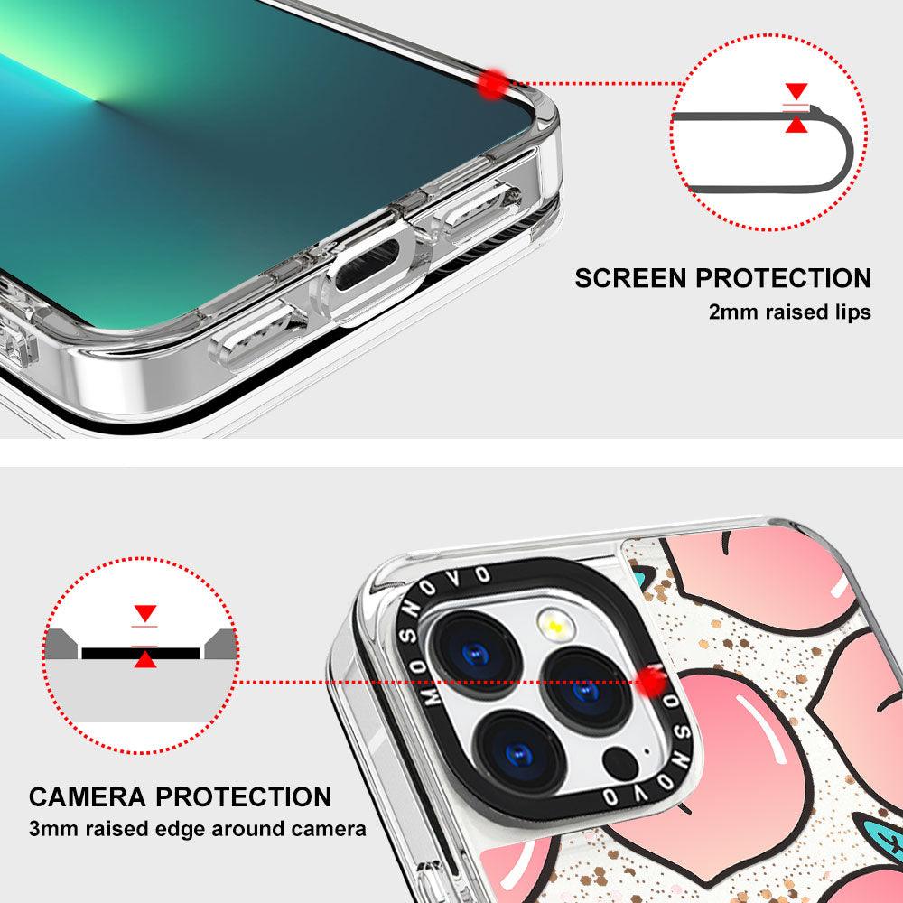 Peach Glitter Phone Case - iPhone 13 Pro Max Case - MOSNOVO
