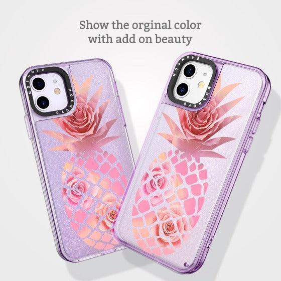 Pineapple Rose Glitter Phone Case - iPhone 11 Case - MOSNOVO