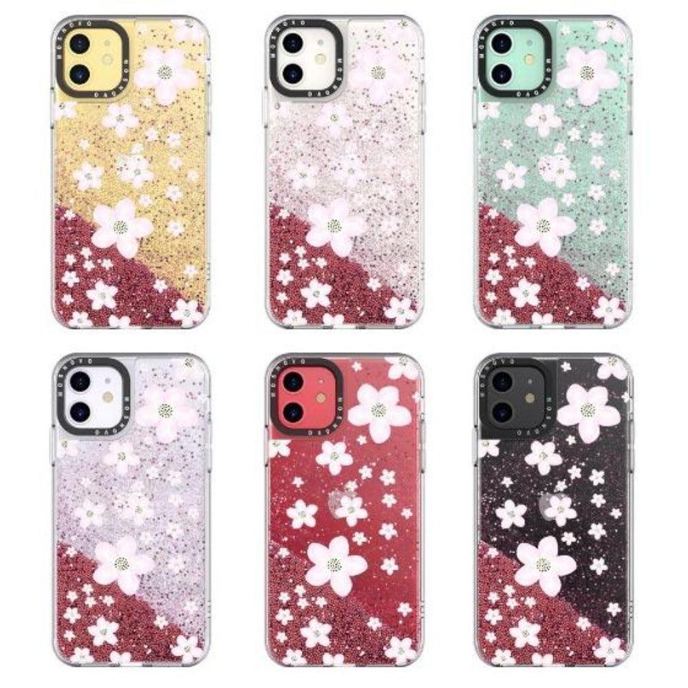 Pink Cherry Blossoms Glitter Phone Case - iPhone 11 Case - MOSNOVO