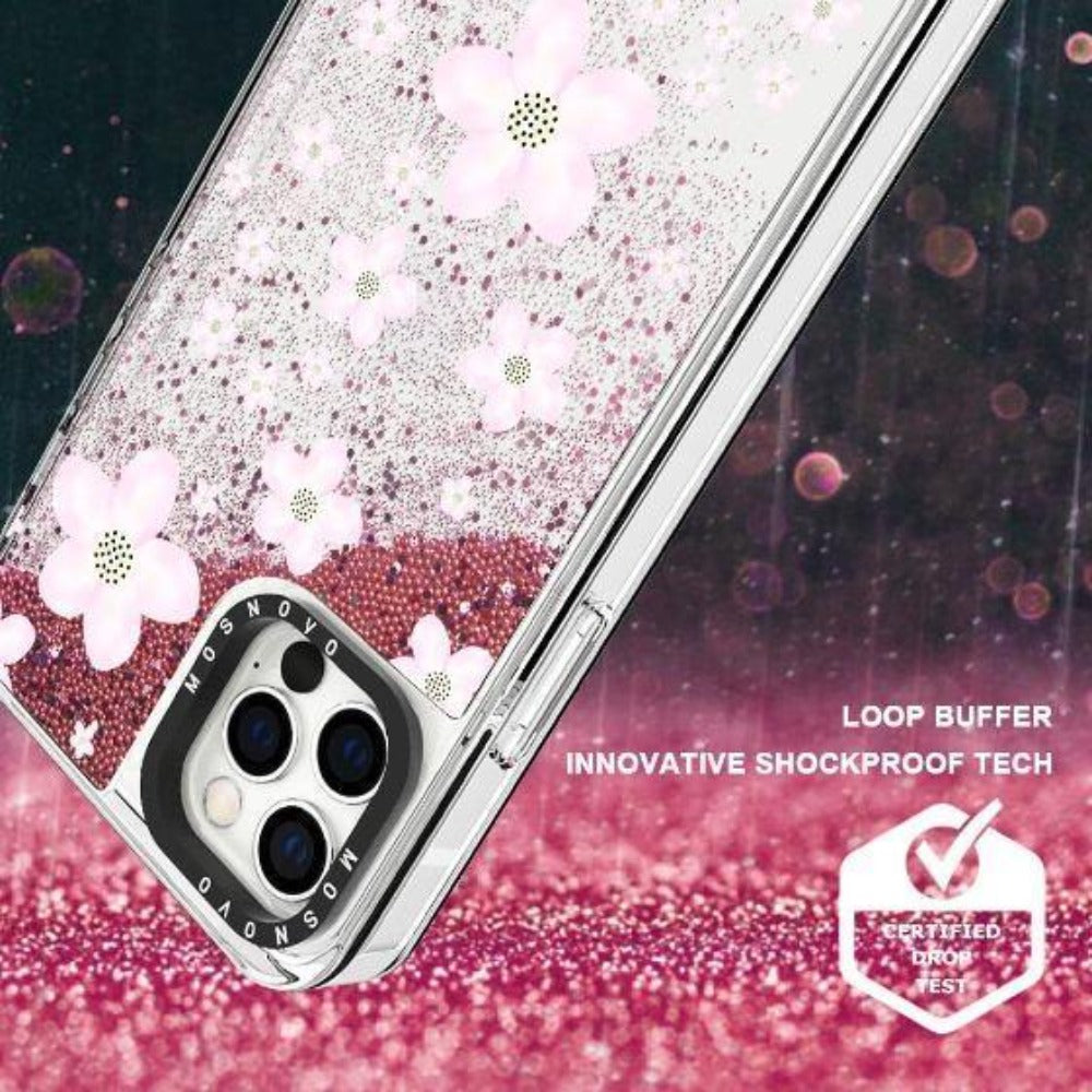 Pink Cherry Blossoms Glitter Phone Case - iPhone 12 Pro Case