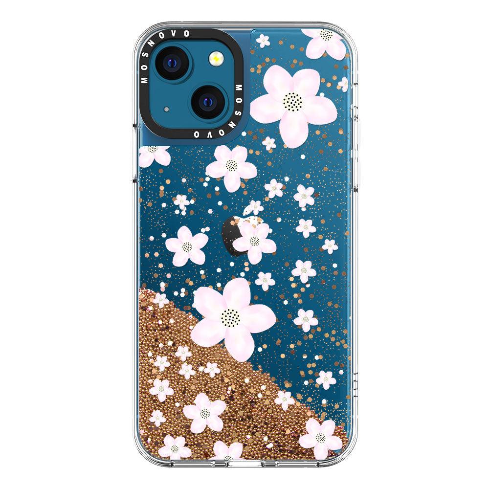 Pink Cherry Blossoms Glitter Phone Case - iPhone 13 Case - MOSNOVO