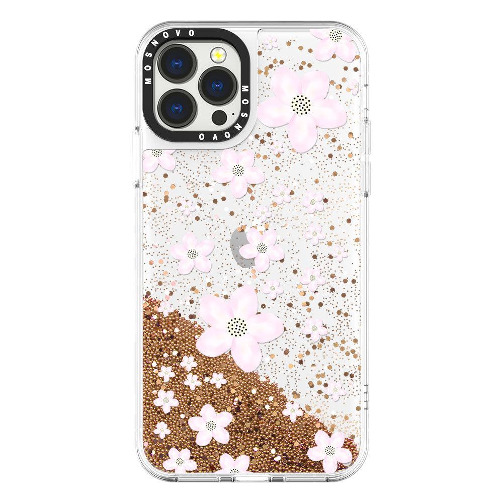 Pink Cherry Blossoms Glitter Phone Case - iPhone 13 Pro Max Case - MOSNOVO