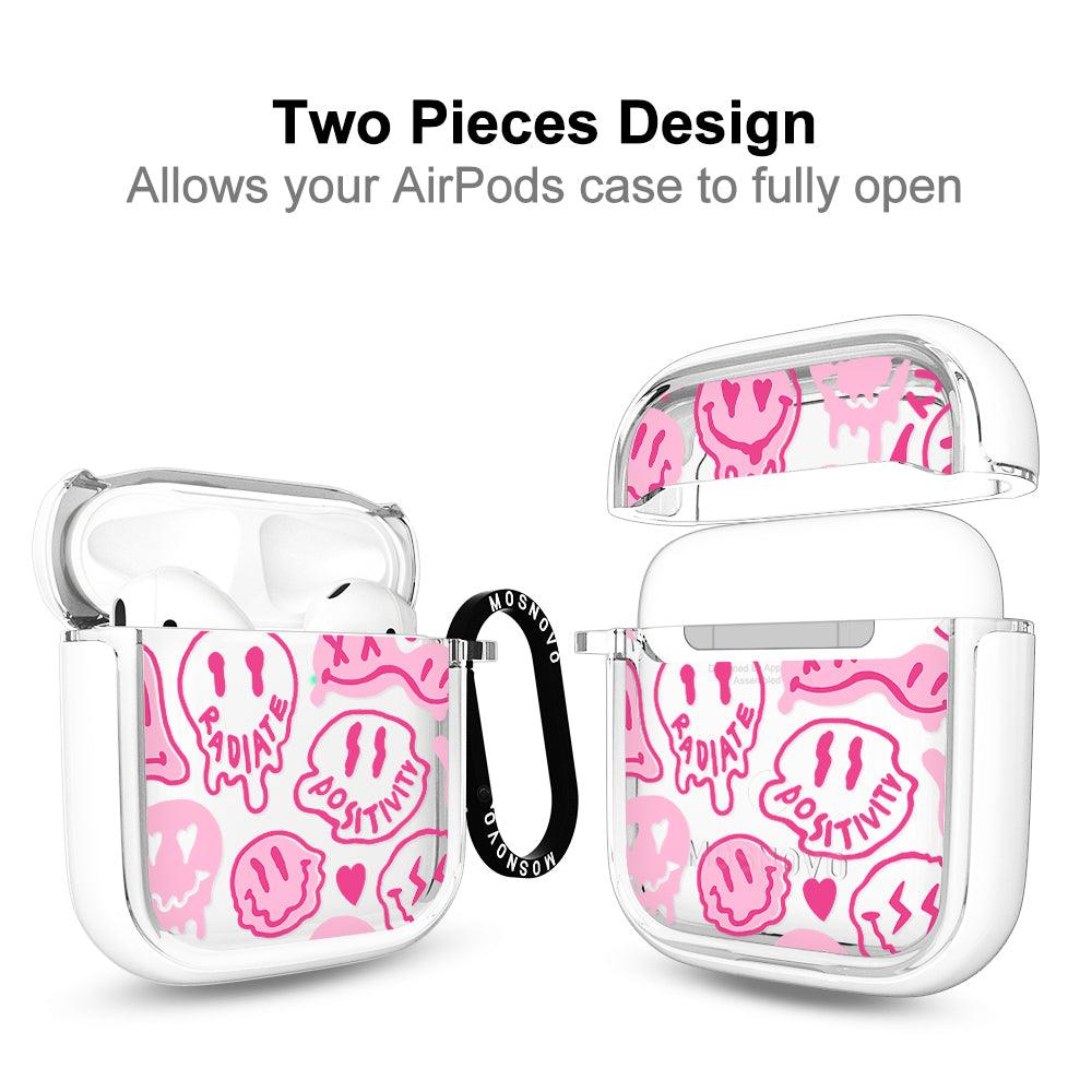 Pink Dripping Smiles Positivity Radiate Face AirPods 1/2 Case - MOSNOVO