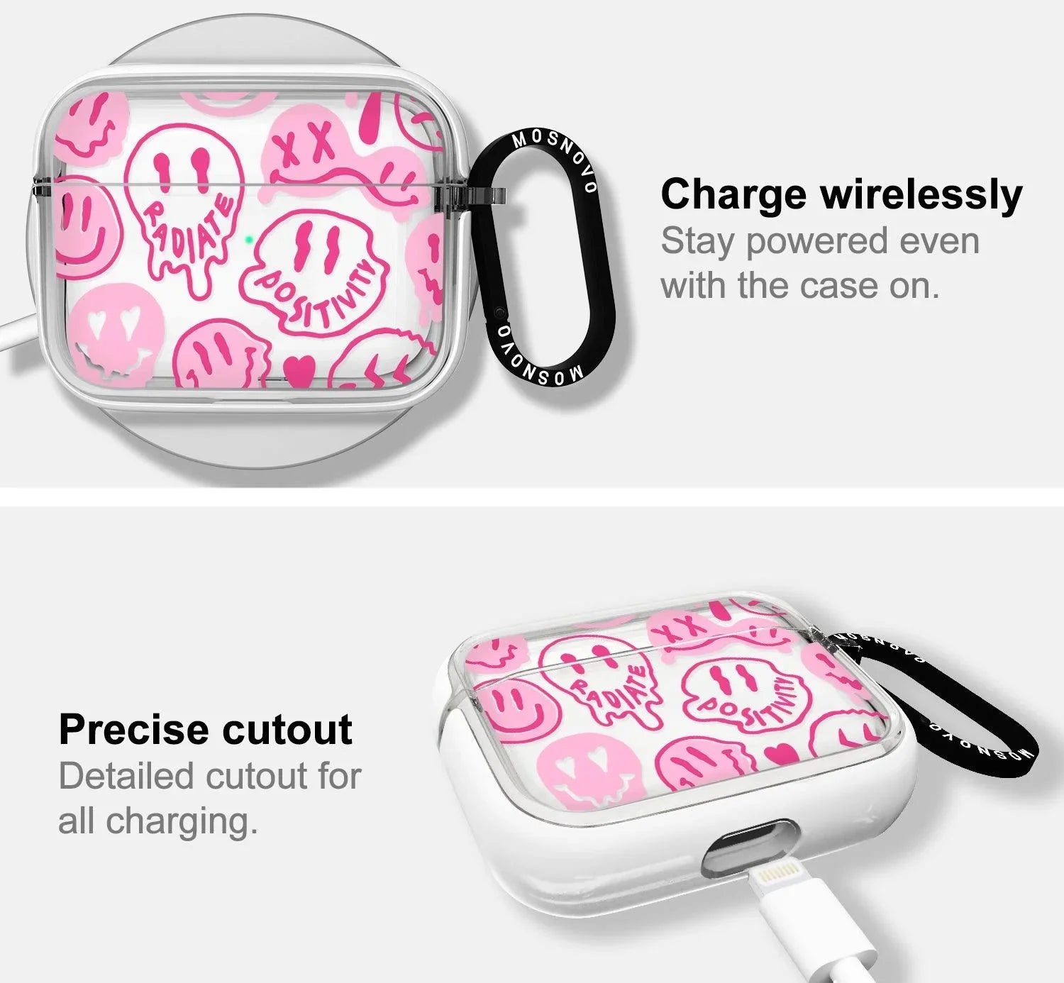 Pink Dripping Smiles Positivity Radiate Face AirPods Pro Case