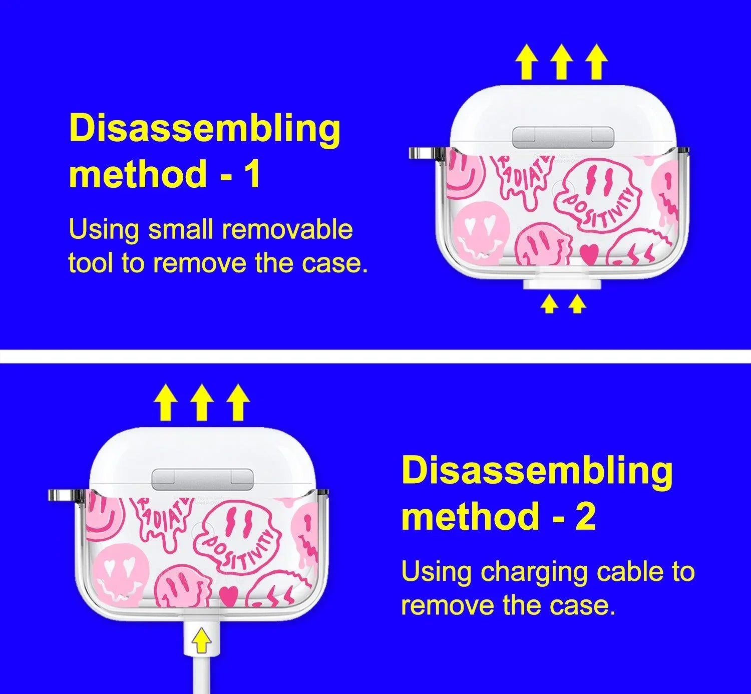 Pink Dripping Smiles Positivity Radiate Face AirPods Pro Case