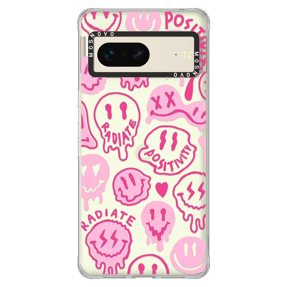 Pink Dripping Smiles Positivity Radiate Face Phone Case - Google Pixel 7 Case - MOSNOVO
