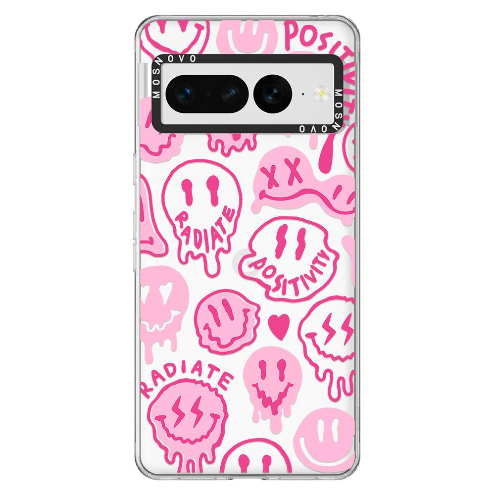 Pink Dripping Smiles Positivity Radiate Face Phone Case - Google Pixel 7 Pro Case - MOSNOVO