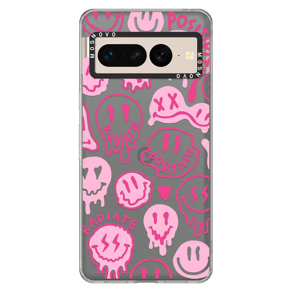 Pink Dripping Smiles Positivity Radiate Face Phone Case - Google Pixel 7 Pro Case - MOSNOVO