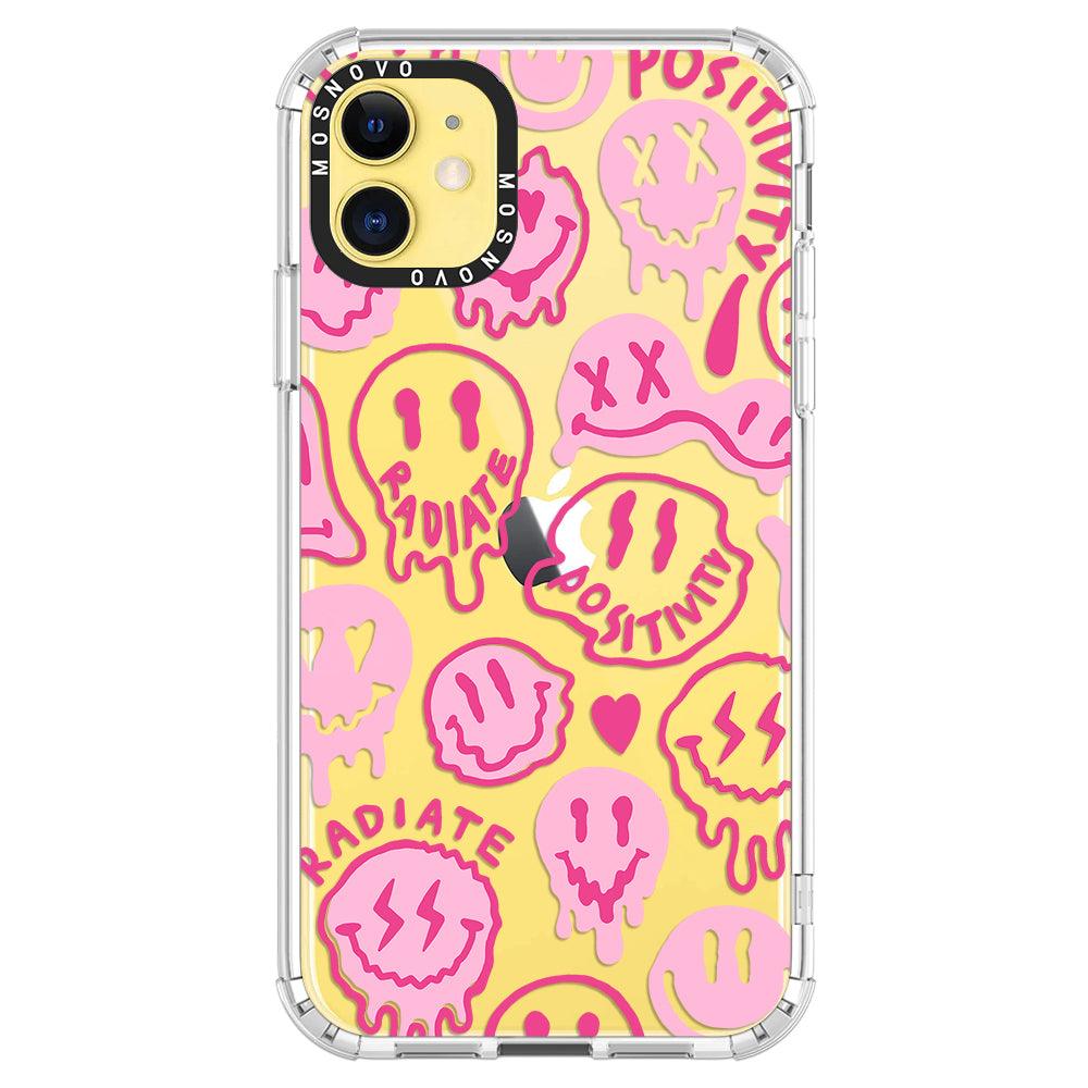 Pink Dripping Smiles Positivity Radiate Face Phone Case - iPhone