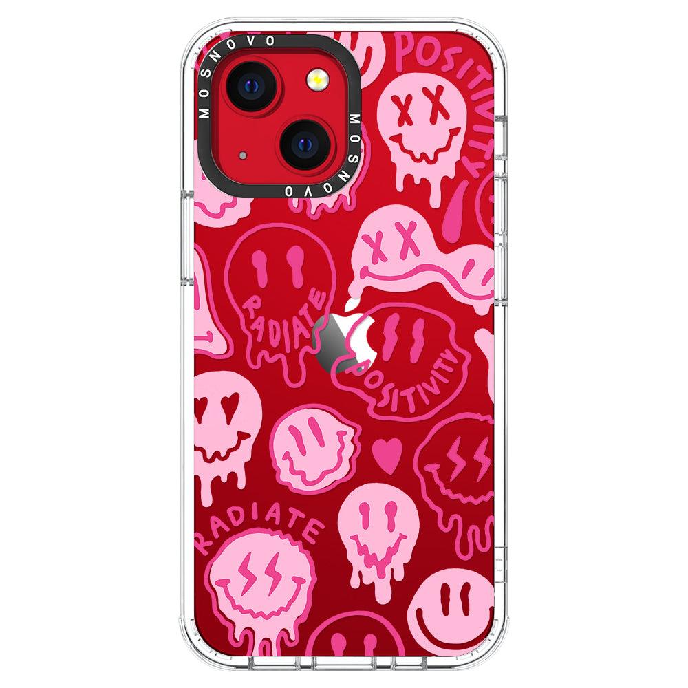 Pink Dripping Smiles Positivity Radiate Face Phone Case - iPhone 13 Case - MOSNOVO