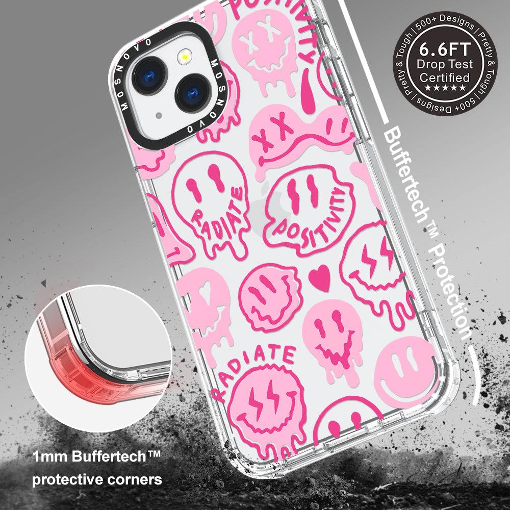 Hot Pink Dripping Smiley iPhone Case