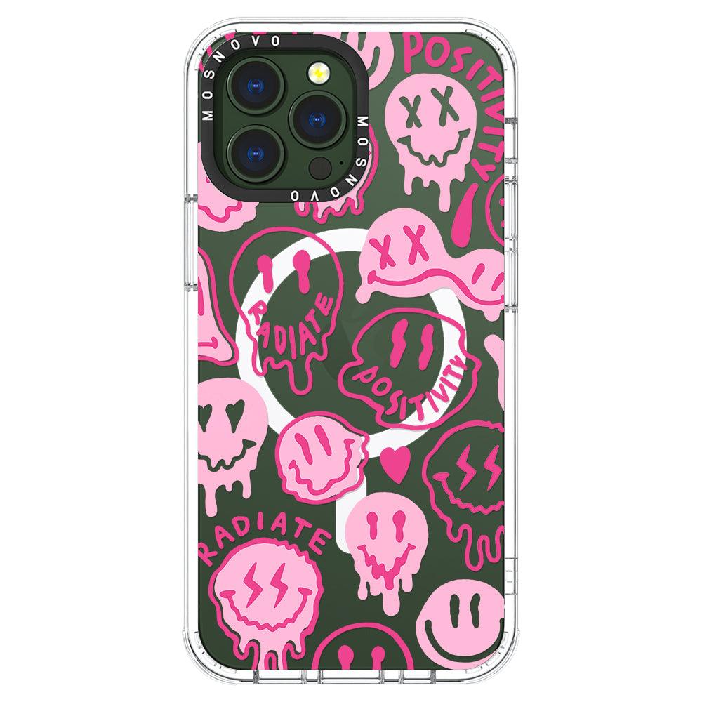 Pink Dripping Smiles Positivity Radiate Face Phone Case - iPhone 13 Pro Max Case - MOSNOVO