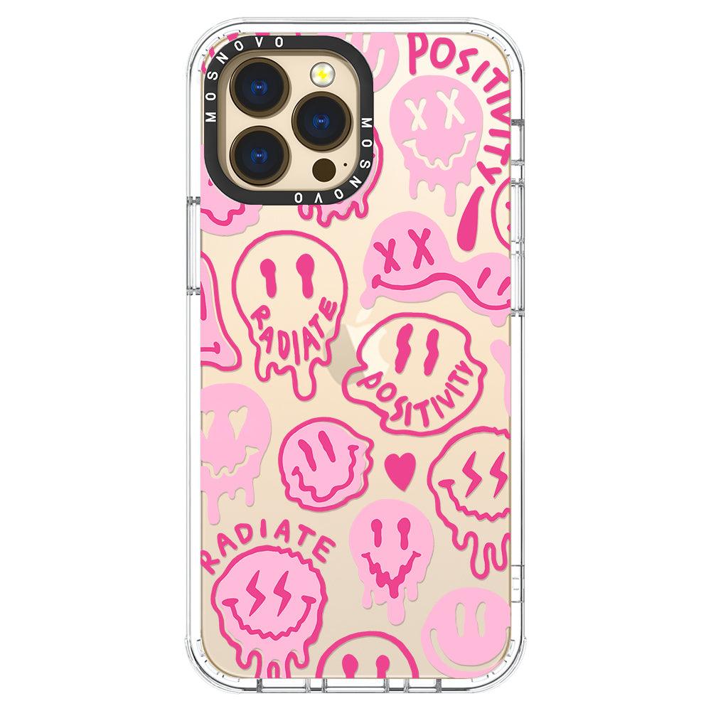 Pink Dripping Smiles Positivity Radiate Face Phone Case - iPhone 13 Pro Max Case - MOSNOVO