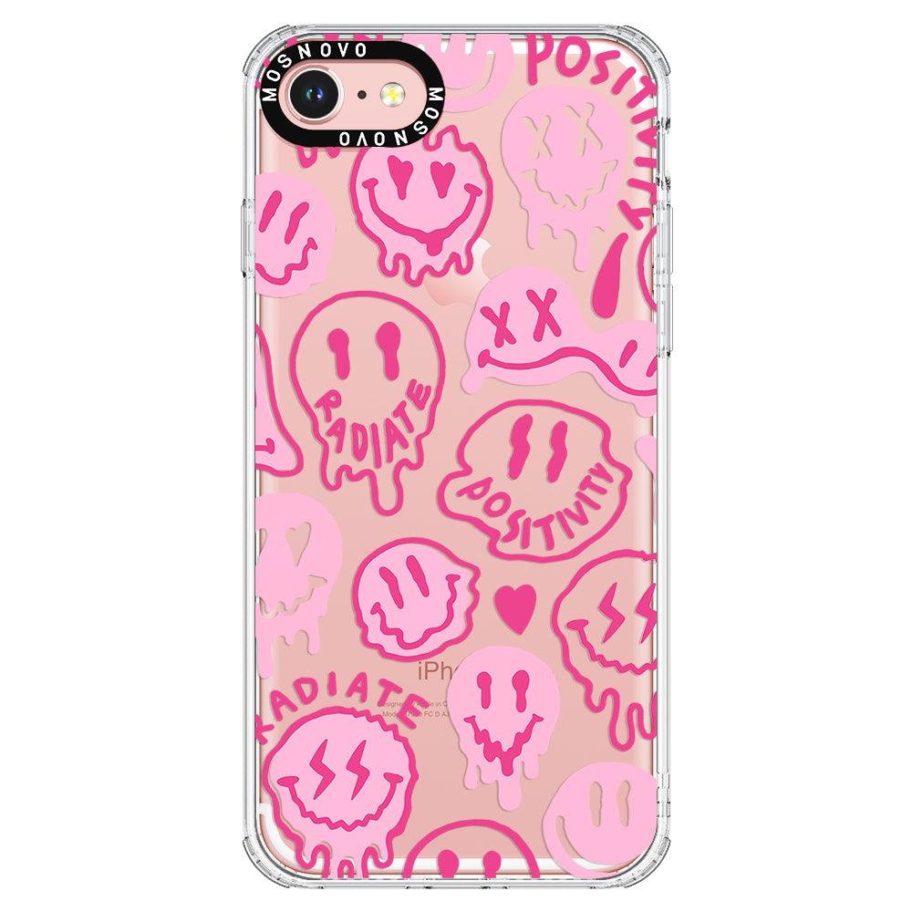 Pink Dripping Smiles Positivity Radiate Face Phone Case - iPhone 7 Case - MOSNOVO