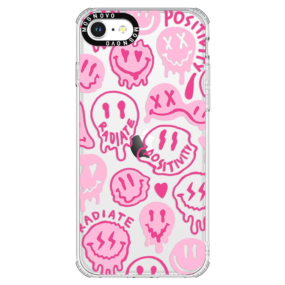 Pink Dripping Smiles Positivity Radiate Face Phone Case - iPhone 8
