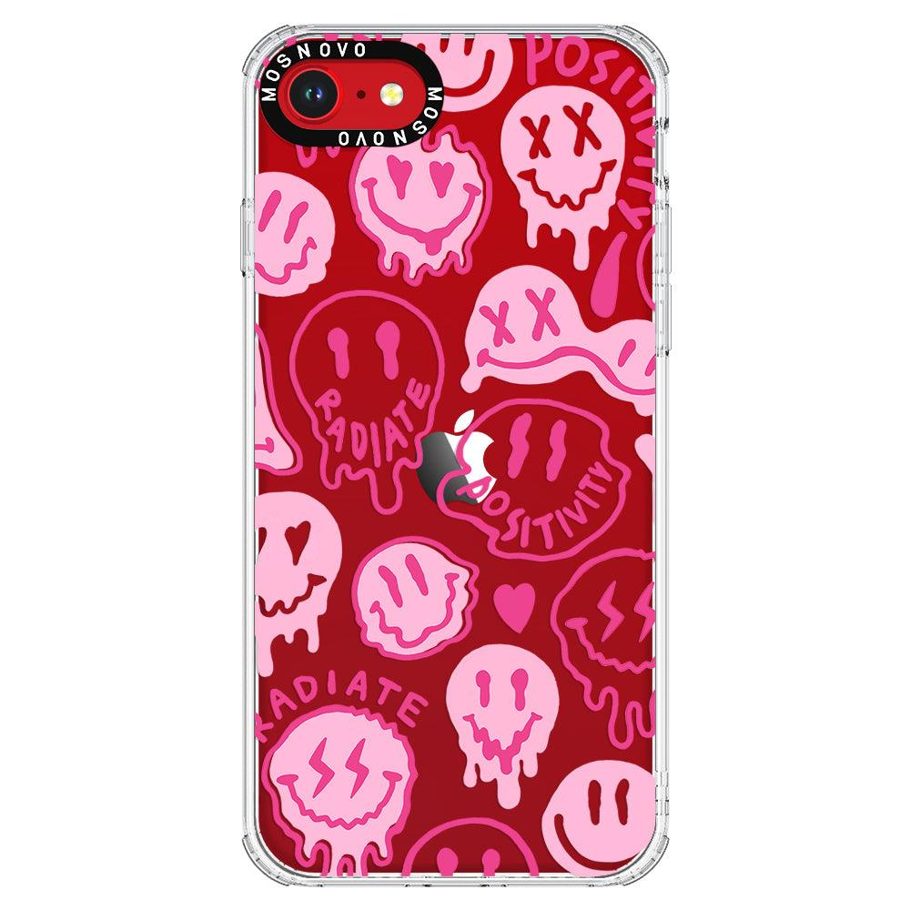 Pink Dripping Smiles Positivity Radiate Face Phone Case - iPhone SE 2020 Case - MOSNOVO