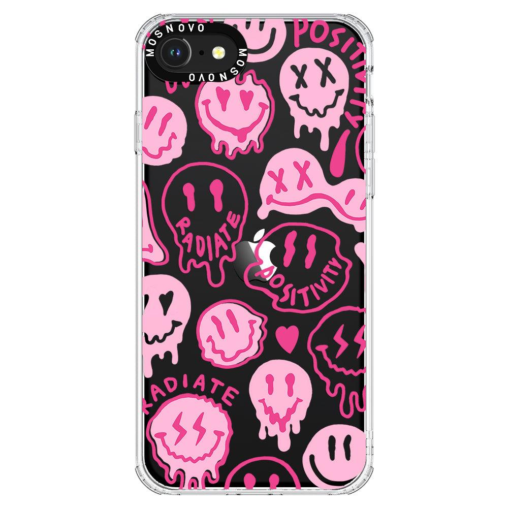 Pink Dripping Smiles Positivity Radiate Face Phone Case - iPhone SE 2022 Case - MOSNOVO