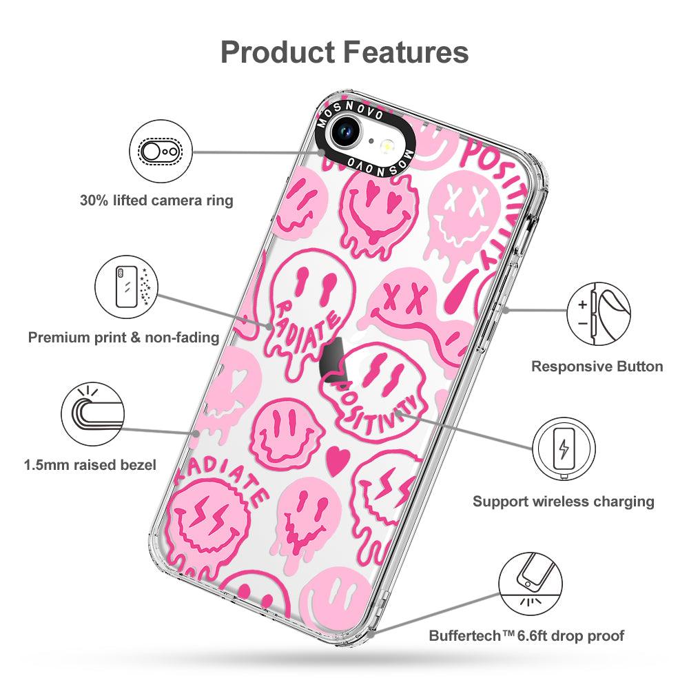 Pink Dripping Smiles Positivity Radiate Face Phone Case - iPhone SE 2022 Case - MOSNOVO