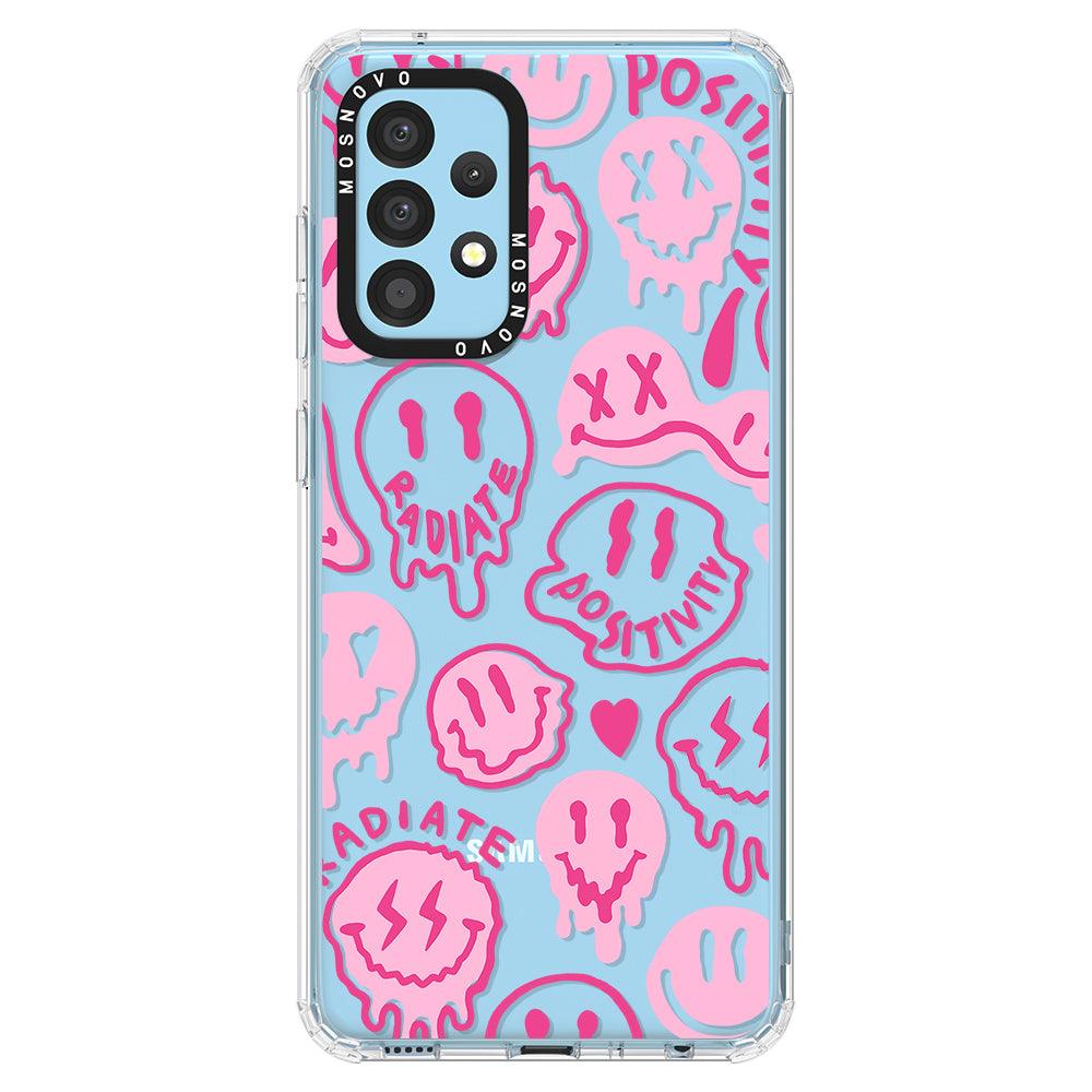 Pink Dripping Smiles Positivity Radiate Face Phone Case - Samsung Galaxy A52 & A52s Case - MOSNOVO