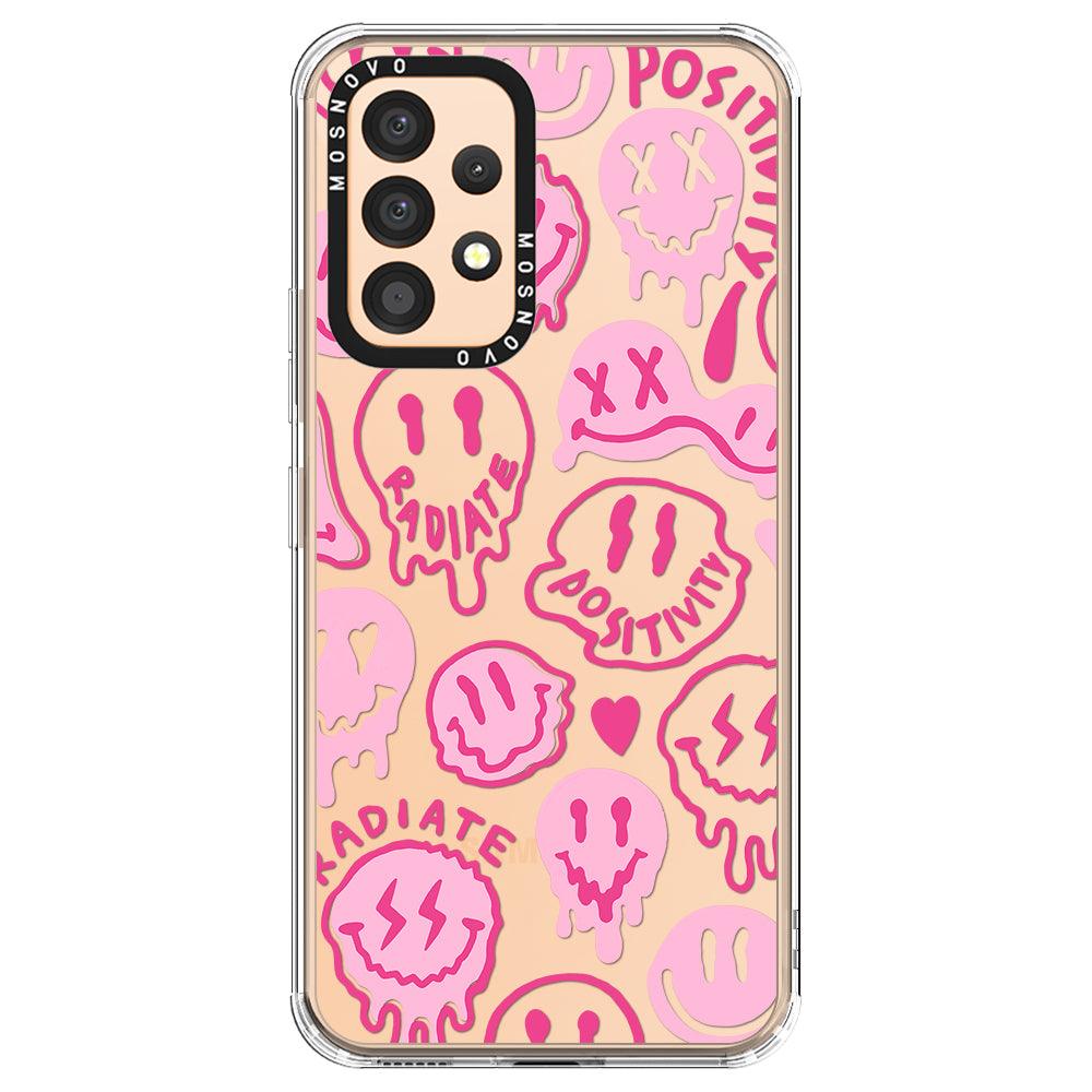 Pink Dripping Smiles Positivity Radiate Face Phone Case - Samsung Galaxy A53 Case - MOSNOVO