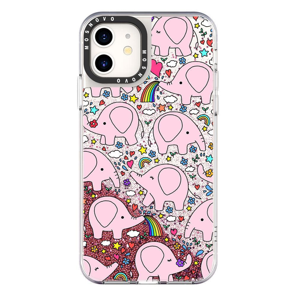 Pink Elephant Glitter Phone Case - iPhone 11 Case - MOSNOVO