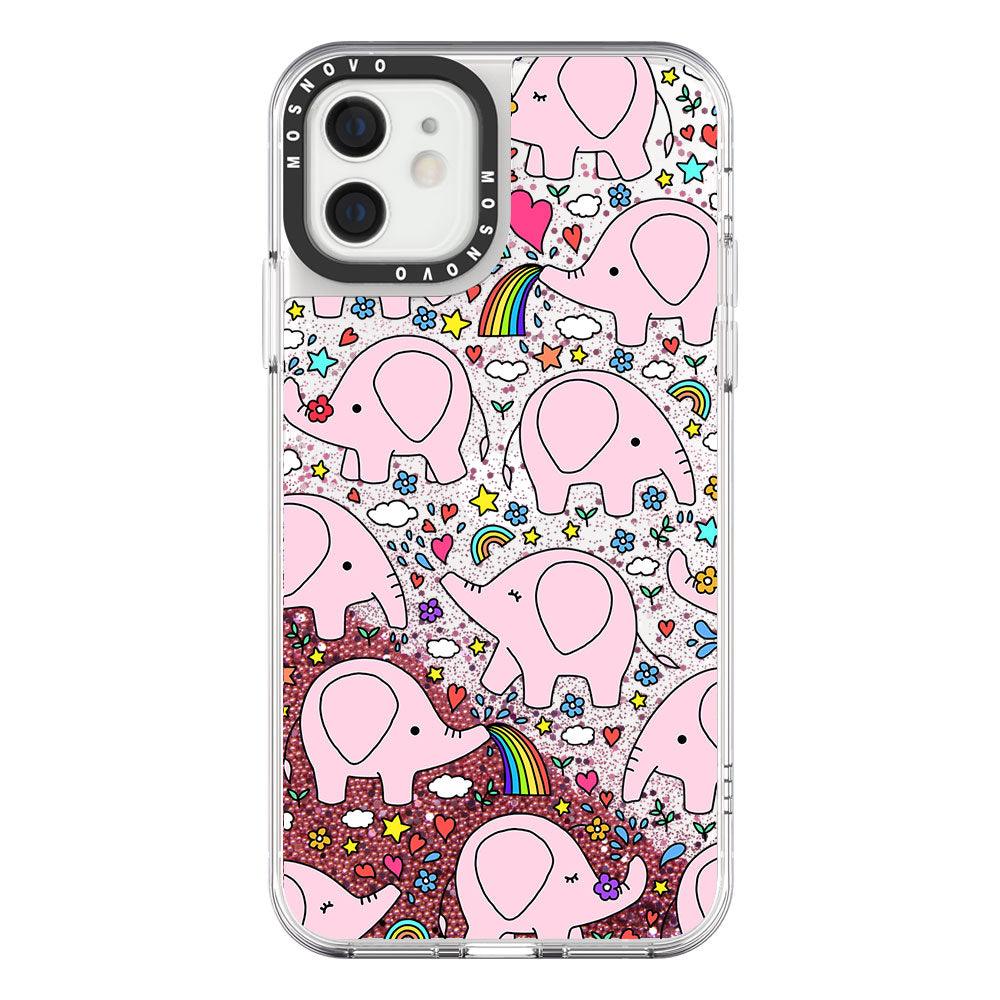 Pink Elephant Glitter Phone Case - iPhone 12 Mini Case - MOSNOVO