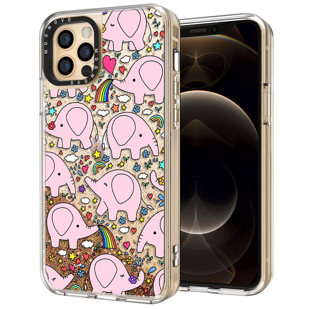 Pink Elephant Glitter Phone Case - iPhone 12 Pro Max Case - MOSNOVO