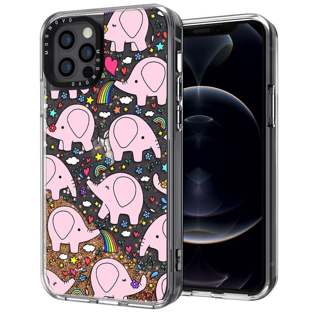 Pink Elephant Glitter Phone Case - iPhone 12 Pro Max Case - MOSNOVO