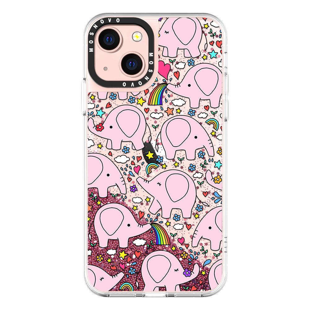 Pink Elephant Glitter Phone Case - iPhone 13 Case - MOSNOVO