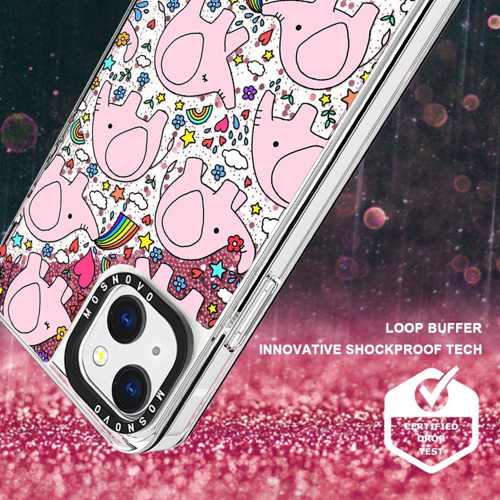 Pink Elephant Glitter Phone Case - iPhone 13 Case - MOSNOVO