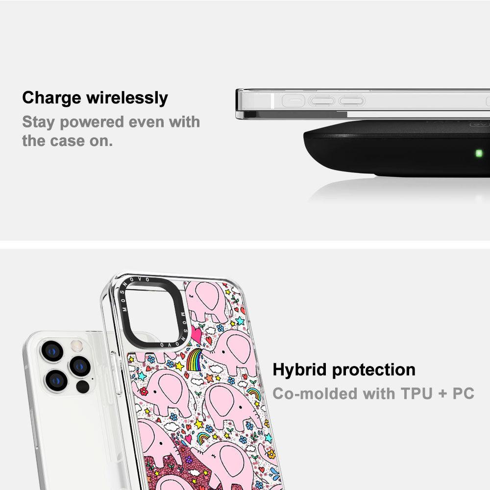 Pink Elephant Glitter Phone Case - iPhone 13 Pro Case - MOSNOVO